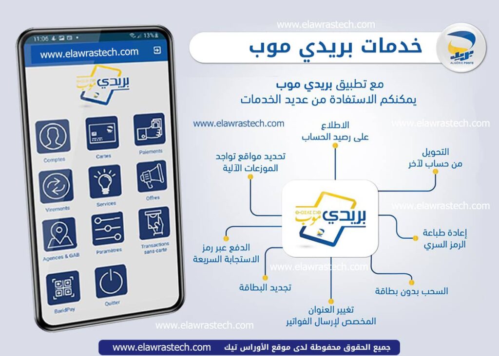 خدمات بريدي موب BaridiMob  تطبيق بريد الجزائر algérie poste